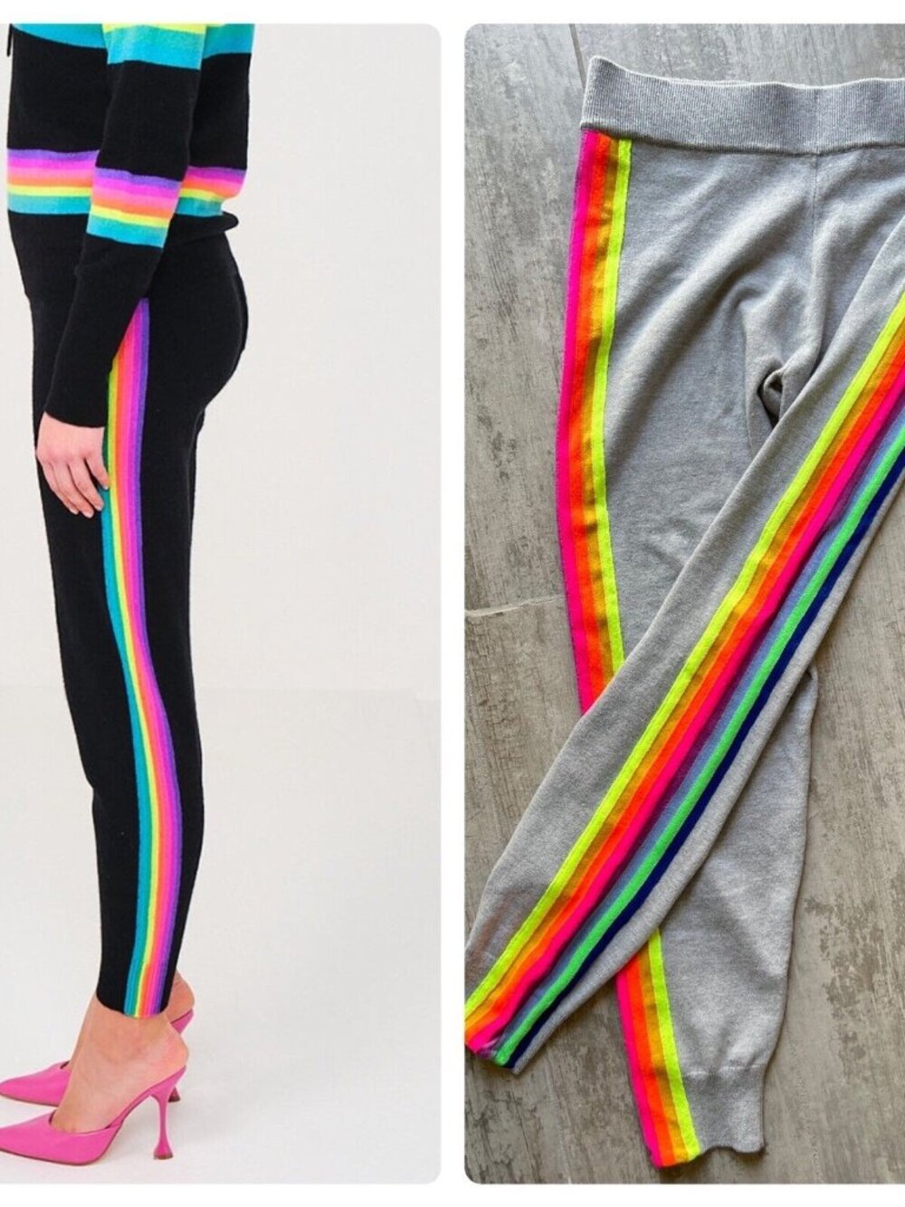 Whisper by Brodie Fine Cashmere ‘Ruby’ NHS Rainbow Joggers Designer NEW Gray M